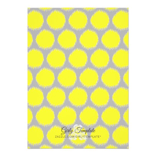 Modern Fabulous Ikat Grey Yellow Birthday Party Personalized Invites