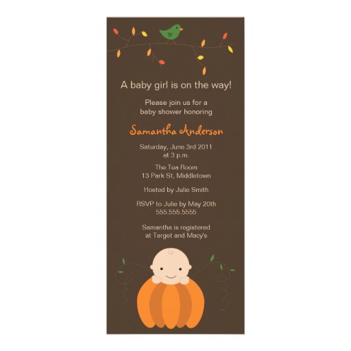 Modern Fall Baby Shower Inviation - Girl Personalized Invites