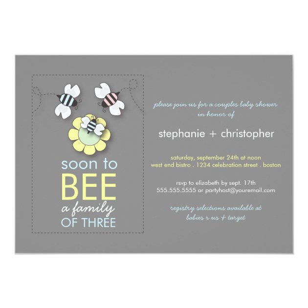 Modern Family to Bee Couples Baby Shower for Boy Card (front side)
