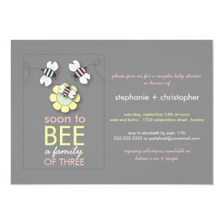Modern Family to Bee Couples Baby Shower for Girl 5" X 7" Invitation Card