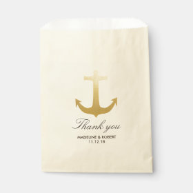 Modern Faux Gold Foil Anchor Nautical Wedding Favor Bag