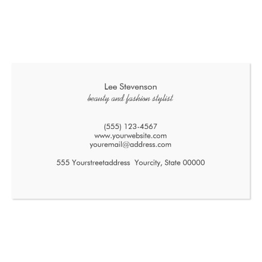 Modern Faux Sequins Hip Beauty and Fashion Stylist Business Cards (back side)