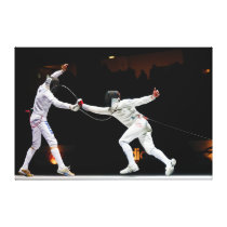 Modern Fencing Sword Fighting Dual Stretched Canvas Print