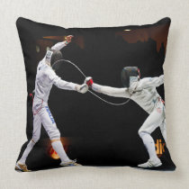 Modern Fencing Sword Fighting Dual Throw Pillow