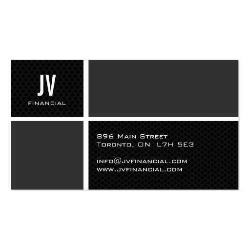 Modern Financial Planner Business Cards (back side)