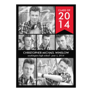 Modern Flag Graduation Invitation - Red