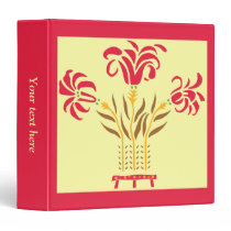 Modern floral Art Nouveau flowers yellow red Vinyl Binders