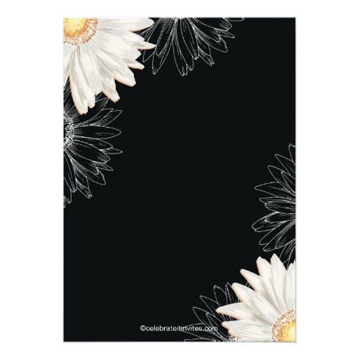 Modern Floral Black White Daisy Bridal Shower Announcements