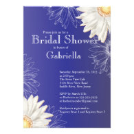 Modern Floral Blue Daisy Bridal Shower Custom Invitation
