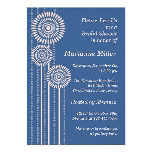 Modern Floral Bridal Shower - Blue Invitations