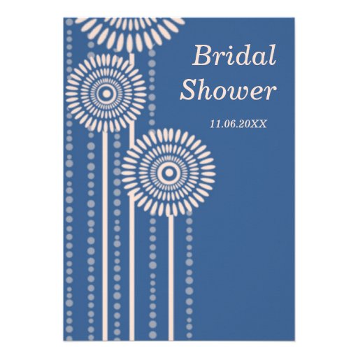 Modern Floral Bridal Shower - Blue Invitations