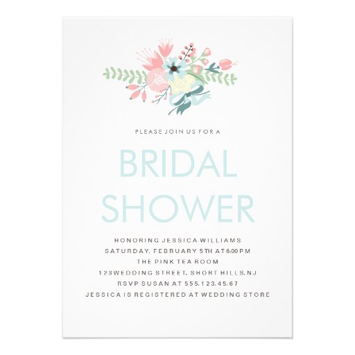 Modern Floral Bridal Shower Personalized Announcement (front side)
