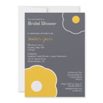 Modern Floral Bridal Shower Invitation Yellow/Gray