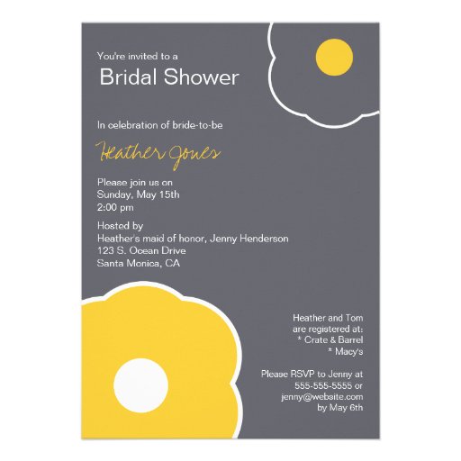 Modern Floral Bridal Shower Invitation Yellow/Gray