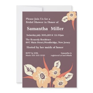 Modern Floral Bridal Shower invitations::Brown invitation