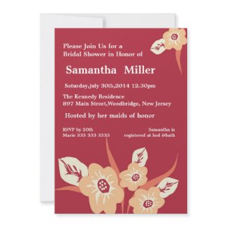 Modern Floral Bridal Shower invitations::Red invitation