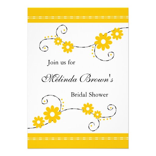 Modern Floral Bridal Shower Invitations -Yellow