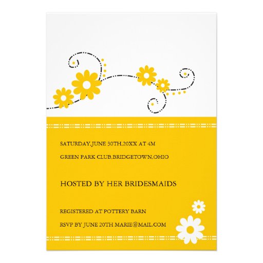 Modern Floral Bridal Shower Invitations -Yellow