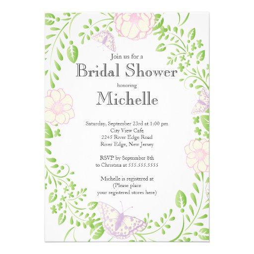 Modern Floral Butterfly Garden Bridal Shower Card