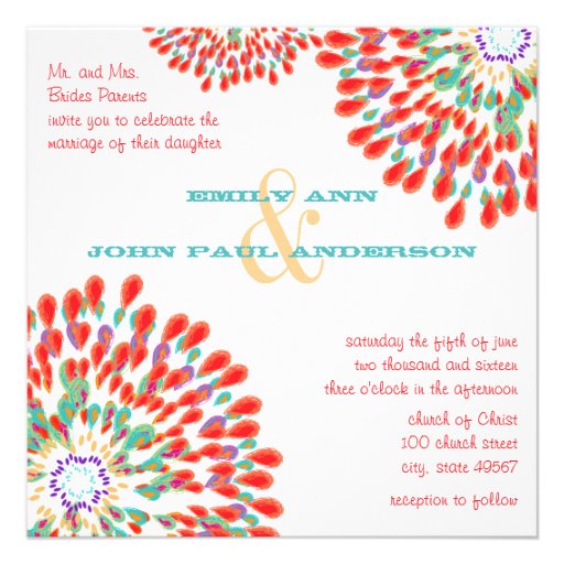 Modern Floral Chrysanthemum Wedding Invitations