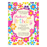 Modern Floral Colorful Spring Cute Birthday Party Custom Announcement
