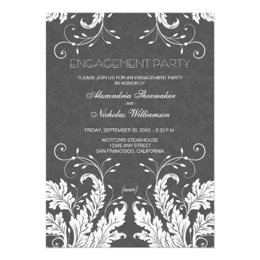 Modern Floral Engagement Party Invite (white)