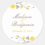 Modern Floral Favor Sticker - Mustard