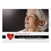 Modern floral heart in memory of photo folded card