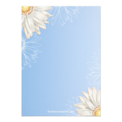 Modern Floral Light Blue Daisy Bridal Shower Personalized Invitations