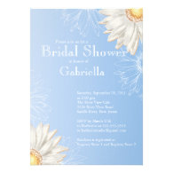 Modern Floral Light Blue Daisy Bridal Shower Personalized Invitations
