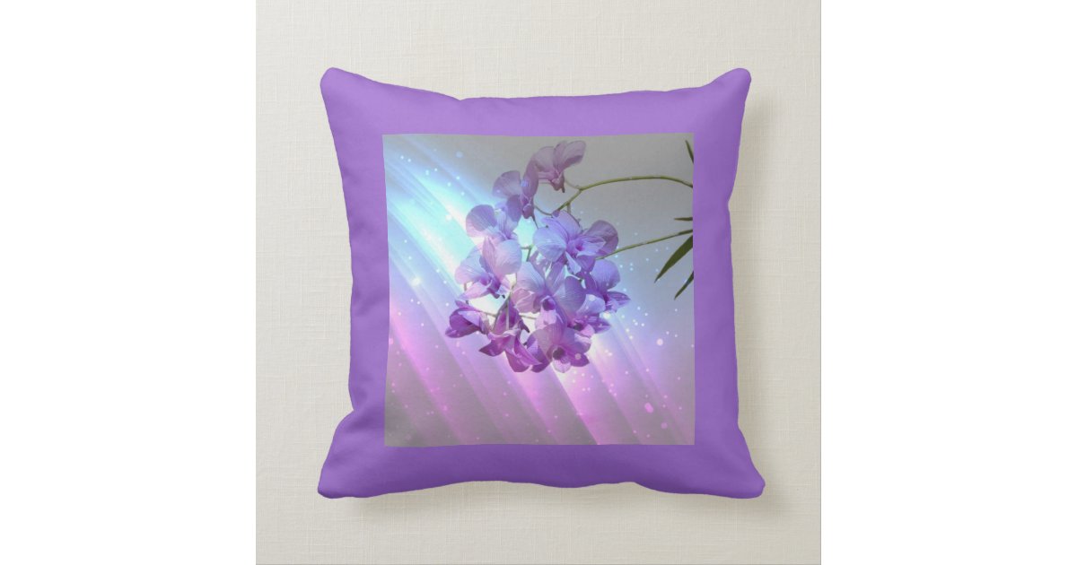 modern floral lilac purple orchid wedding throw pillow Zazzle