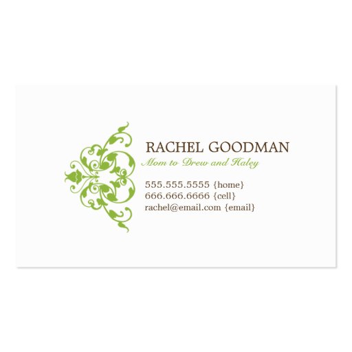 Modern Floral Mommy Card / Personal Calling Card Business Card (front side)
