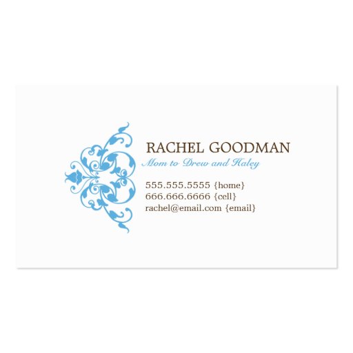 Modern Floral Mommy Card / Personal Calling Card Business Card Templates