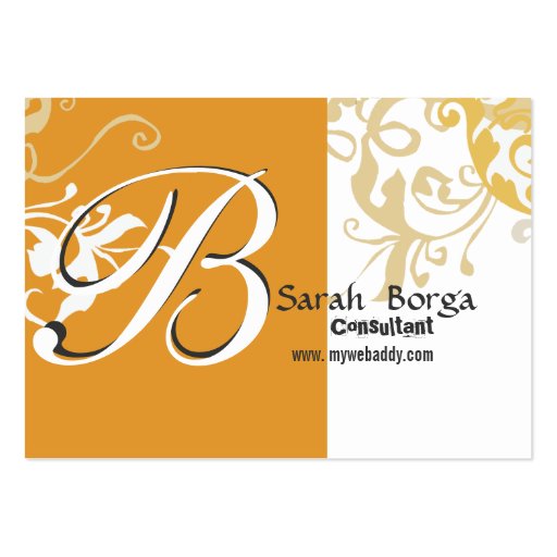Modern Floral Monogram Day Lily Business Card (front side)