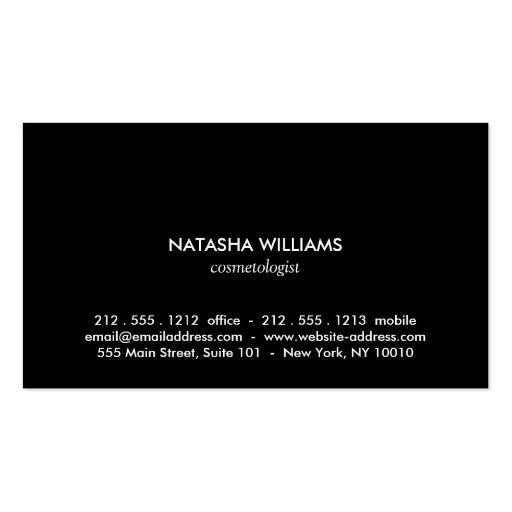 MODERN FLORAL MOTIF for COSMETOLOGISTS, SPA, SALON Business Card (back side)