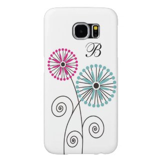 Modern Floral Pattern - Custom Monogram Samsung Galaxy S6 Cases