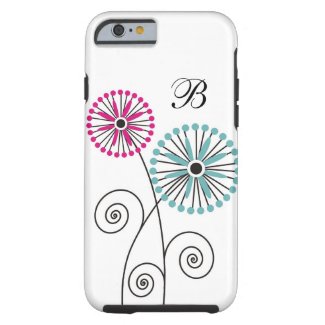 Modern Floral Pattern - Custom Monogram Tough iPhone 6 Case