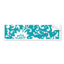 Modern Floral Pattern Gift Retro Blue White Bumper Sticker