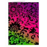 Modern Floral Pattern Gifts Black Pink Green Cards