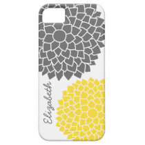 Modern Floral pattern - gray and yellow iPhone 5 Cases