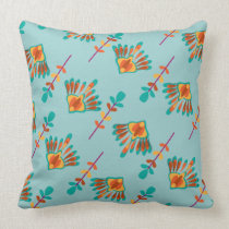 Modern Floral Pattern Orange Amber Teal Blue pillows