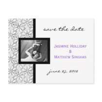 Modern Floral Photo Save The Date postcards