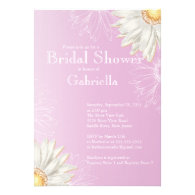 Modern Floral Pink Daisy Bridal Shower Custom Announcements