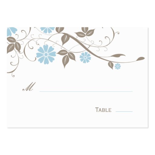 Modern Floral Place Card - Aqua Blue Business Cards