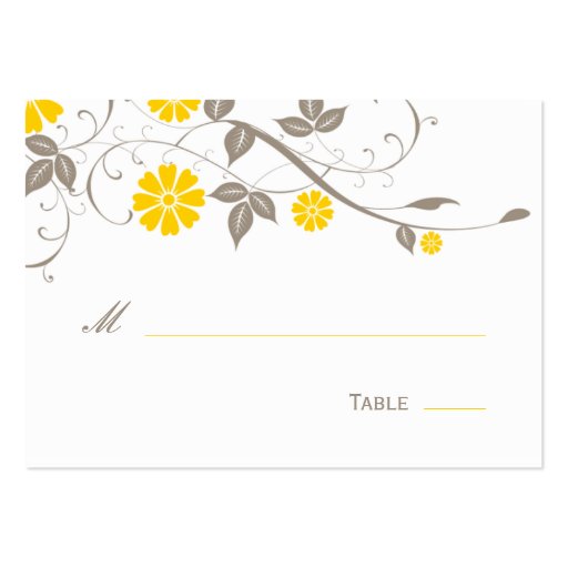 Modern Floral Place Card - Mustard Business Card Templates