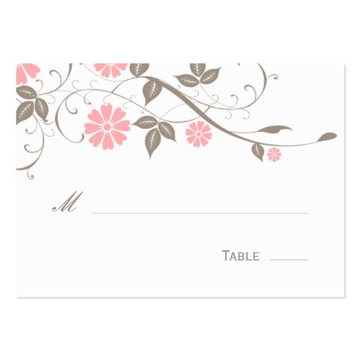 Modern Floral Place Card - Soft Pink Business Card Template (front side)