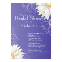 Modern Floral Purple Daisy Bridal Shower Personalized Announcement