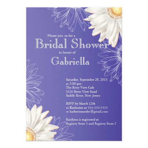 Modern Floral Purple Daisy Bridal Shower Personalized Announcement