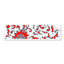 Modern Floral Retro Pattern Blue White Red Bumper Sticker