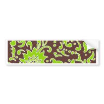 Modern Floral Retro Pattern Lime Green Brown Bumper Sticker